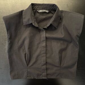 Zara Black Buttoned Crop Top